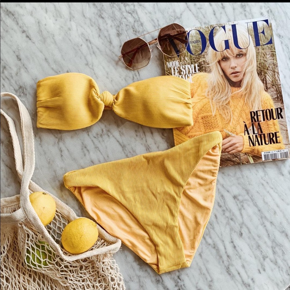 Beach Riot Yellow Ribbed Bandeau Top TOP ONLY